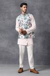Ankit V Kapoor_Pink Silk, Cotton Printed Nehru Jacket_Online_at_Aza_Fashions