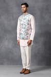 Buy_Ankit V Kapoor_Pink Silk, Cotton Printed Nehru Jacket_Online_at_Aza_Fashions