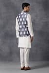 Shop_Ankit V Kapoor_Grey Raw Silk Printed Nehru Jacket_at_Aza_Fashions