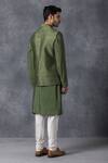 Shop_Ankit V Kapoor_Green , Cotton, Raw Bundi And Kurta Set_at_Aza_Fashions