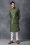 Ankit V Kapoor_Green , Cotton, Raw Bundi And Kurta Set_Online_at_Aza_Fashions