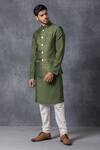 Buy_Ankit V Kapoor_Green , Cotton, Raw Bundi And Kurta Set_Online_at_Aza_Fashions