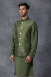 Shop_Ankit V Kapoor_Green , Cotton, Raw Bundi And Kurta Set_Online_at_Aza_Fashions