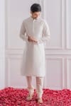 Ankit V Kapoor_Grey Pure Georgette Embroidered Lucknowi Work Bundi And Kurta Set _Online_at_Aza_Fashions