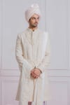 Buy_Ankit V Kapoor_White Pure Georgette Embroidered Sequin Sherwani _at_Aza_Fashions