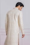 Shop_Ankit V Kapoor_White Pure Georgette Embroidered Sequin Sherwani _at_Aza_Fashions