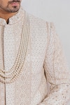 Buy_Ankit V Kapoor_White Cotton Silk, Pure Georgette Sequin Embroidered Sherwani _Online_at_Aza_Fashions