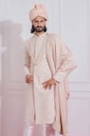 Buy_Ankit V Kapoor_Pink Cotton Silk, Pure Georgette Sequin Embroidered Sherwani_Online_at_Aza_Fashions