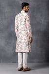 Shop_Ankit V Kapoor_Peach Silk, Cotton Printed Sherwani Set _at_Aza_Fashions