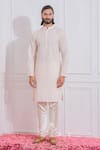 Ankit V Kapoor_Pink Pure Georgette Embroidered Sequin Sherwani Set _Online_at_Aza_Fashions