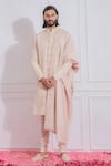 Buy_Ankit V Kapoor_Pink Pure Georgette Embroidered Sequin Sherwani Set _Online_at_Aza_Fashions