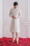 Ankit V Kapoor_White Georgette Embroidered Sherwani Set_Online_at_Aza_Fashions
