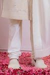 Ankit V Kapoor White Pure Georgette, Satin Linen Sequin Embroidered Sherwani Set at Aza Fashions Ankit V Kapoor_White Pure Georgette, Satin Linen Sequin Embroidered Sherwani Set _at_Aza_Fashions