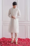 Ankit V Kapoor_White Pure Georgette Embroidered Sequin Sherwani Set _Online_at_Aza_Fashions