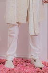 Ankit V Kapoor_White Pure Georgette Embroidered Sequin Sherwani Set _at_Aza_Fashions