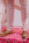 Ankit V Kapoor_Pink Raw Silk Embroidered Floral Sherwani Set _at_Aza_Fashions