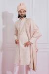 Buy_Ankit V Kapoor_Pink Raw Silk Embroidered Sherwani Set_Online_at_Aza_Fashions