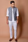 Buy_Anurav_Grey Cotton Silk Embroidered Nehru Jacket _at_Aza_Fashions