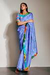 Buy_Advait_Blue Raw Silk Embellished Saree_at_Aza_Fashions