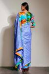 Shop_Advait_Blue Raw Silk Embellished Saree_at_Aza_Fashions