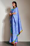 Advait_Blue Raw Silk Embellished Saree_Online_at_Aza_Fashions