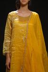 Shop_ADITYA SIKAND_Yellow 40 % Cotton Embroidery Leaf Round Kurta Set _Online_at_Aza_Fashions