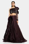 Buy_Gaurav Gupta_Purple Silk Organza Ruffle Lehenga Set_at_Aza_Fashions