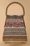 Shop_Tarun Tahiliani_Embroidered Silk Chain Fringe Handle Bag_Online_at_Aza_Fashions