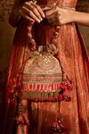 Buy_Tarun Tahiliani_Red Brocade Chain Tassel Potli _at_Aza_Fashions