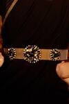 Shop_Tarun Tahiliani_Black Crystal Chain Mesh Belt_at_Aza_Fashions