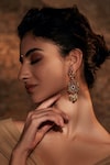 Shop_Tarun Tahiliani_Multi Color Stone And Pearl Embellished Dangler Earrings _at_Aza_Fashions