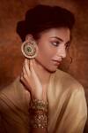Buy_Tarun Tahiliani_Green Stone Embellished Stud Earrings_at_Aza_Fashions