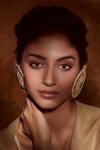 Tarun Tahiliani_Green Stone Embellished Stud Earrings_Online_at_Aza_Fashions