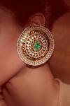 Buy_Tarun Tahiliani_Green Stone Embellished Stud Earrings_Online_at_Aza_Fashions