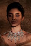 Shop_Tarun Tahiliani_Gold Plated Glass Stones Handcrafted Embellished Choker_at_Aza_Fashions