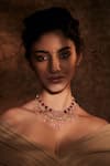 Shop_Tarun Tahiliani_Gold Plated Glass Stones Handcrafted Double Layered Necklace _at_Aza_Fashions