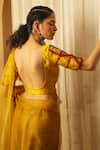 Shop_Medha_Yellow Handwoven Chiniya Silk Embroidery Round Blouse _at_Aza_Fashions