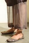 Shop_Medha_Brown Tissue Kota Sheer Straight Pants  _at_Aza_Fashions