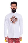 MR. Ajay Kumar_White Cotton Placement Digital Print Shirt _Online_at_Aza_Fashions