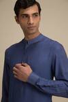 Shop_Philocaly_Blue Cotton 50%, Silk 50% Kurta_Online_at_Aza_Fashions