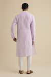 Shop_Philocaly_Purple 100% Linen Mandarin Collar Kurta _at_Aza_Fashions