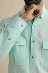 Shop_Philocaly_Green 100% Linen Button Down Kurta_Online_at_Aza_Fashions