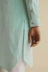 Philocaly_Green 100% Linen Button Down Kurta_at_Aza_Fashions