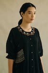 Shop_Cord_Black Cotton Blend Hand Embroidered Dress _Online_at_Aza_Fashions