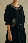 Cord_Black Cotton Blend Hand Embroidered Dress _at_Aza_Fashions