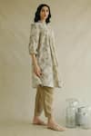 Cord_Grey Cotton Rayon Floral Print Tunic _Online_at_Aza_Fashions