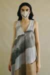 Cord_Grey Cotton Poplin Printed Midi Dress _at_Aza_Fashions