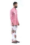 MR. Ajay Kumar_Pink Cotton Embroidery Digital Print Animal And Rose Motif Shirt _Online_at_Aza_Fashions