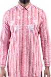 MR. Ajay Kumar_Pink Cotton Embroidery Digital Print Animal And Rose Motif Shirt _at_Aza_Fashions