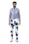Buy_MR. Ajay Kumar_Blue Cotton Digital Print Animal And Rose Flower Shirt _at_Aza_Fashions